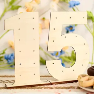 Wooden number donut wall stand for wedding birthday party celebration dessert table decor.