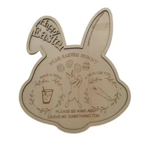 Plateau en bois en forme de lapin de Pâques planche à charcuterie festive bois