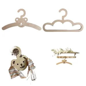 Nordic wooden children clothes hanger cute bear cloud design baby room nursery wall decor rack