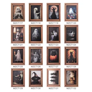 Set di adesivi magnetici per frigorifero vintage di Halloween, decorazione spettrale.