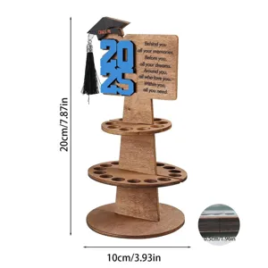 Soporte de madera para dinero de graduación con diseño 2025, expositor de efectivo escalonado.