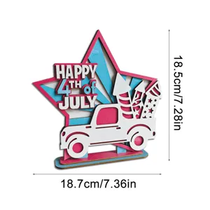 Independence Day wooden star truck table sign tier tray decor for party 18.7cm wide