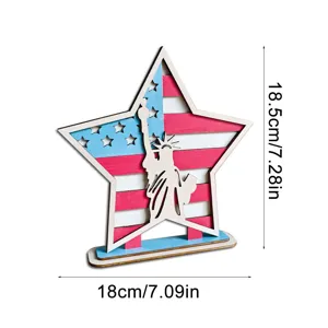 Independence day wooden star Statue ornament desktop holiday party decoration item wood