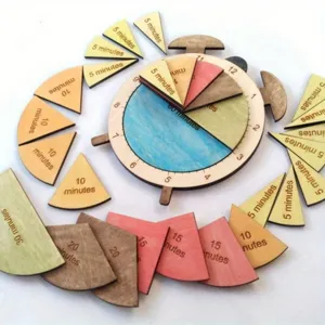 Kinderen houten klok puzzel speelgoed vroeg onderwijs leer tijd cognitieve Montessori bord.
