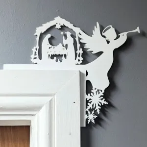 Christmas Wooden Door Corner Decoration Nativity Jesus Snowflake Hollow Carved Sign Holiday Home Wall Hanging Decor