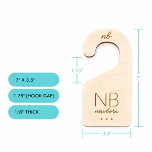 Holz Baby Kleiderschrank Teiler Detail, Größe 7x3.5 Zoll, lasergraviertes Newborn Design.
