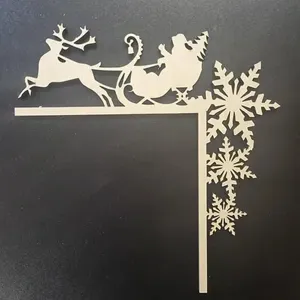 Wooden Christmas door corner decoration laser cut Santa reindeer snowflake holiday home decor.