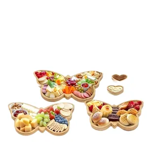 Creative butterfly-shaped bamboo charcuterie tray serving platter for party fruit and snacks