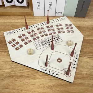 Wooden Baseball Board Game Tabletop Interactive Toy Pine Wood Dice Set Family Party Entertainment Strategy Board Game