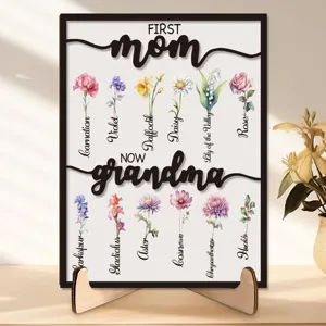 Placa de madera personalizada con flores de mes de nacimiento para mamá, regalo del día de la madre.