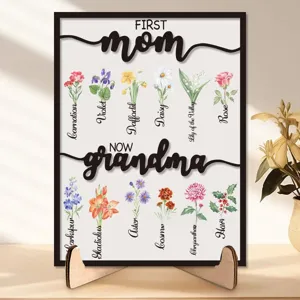Placa decorativa de madera para el día de la madre flores de nacimiento regalo de escritorio