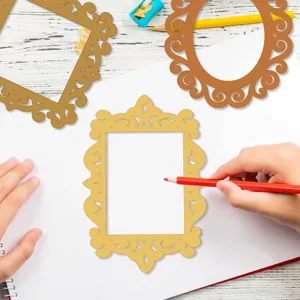 Ατέλειωτο ξύλινο κενό κορνίζα DIY πρότυπο ζωγραφικής λεπτομερής προβολή και χειροτεχνία.