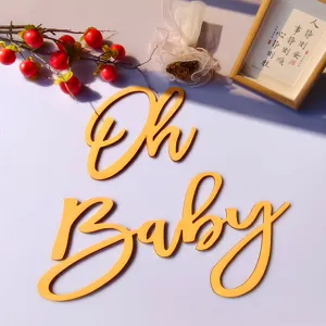 Lettere in legno dorato Oh Baby Adesivo da parete Accessorio fotografico per neonati