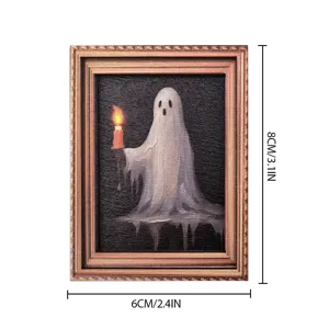 Vintage Halloween fantasma cornice per foto calamita frigorifero festa spaventosa 8x6cm