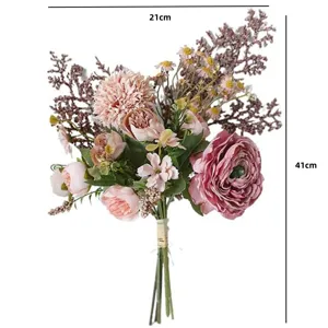 kunstbloemen boeket roze rozen pioenen nep bloemen bloemstuk voor thuis bruiloft 41cm