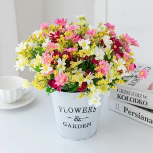 Artificial daisy flower bouquet potted plant wedding home decor fake floral arrangement