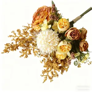 Kunstbloem boeket nep rozen herfstkleur huis bruiloft decoratie zijden bloemen arrangement