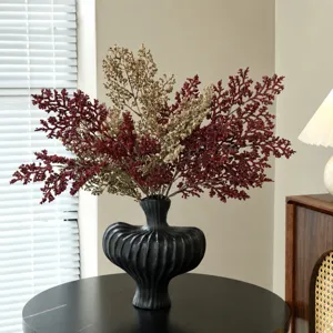Arreglo de flores artificiales con florero de cerámica negra decoración del hogar plantas falsas 85c
