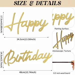 Happy Birthday lettres en bois déco de fête autocollant mural fond ambiance décor set