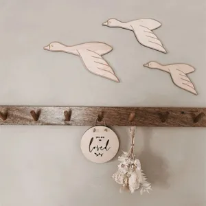 Holz fliegende Gänse Wanddekoration Detail rustikale 3 Stk Vögel Skulptur für Wohnzimmer.