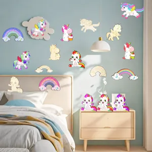 Kit di pittura in legno per bambini fai da te graffiti unicorno per attività artistiche creative.