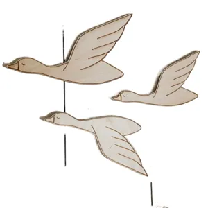 Holz fliegende Gänse Wanddekoration 3 Stk rustikale Vögel Hängekunst für Wohnzimmer