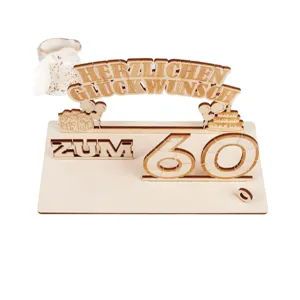 Plaque cadeau d'argent en bois 60e anniversaire décoration de table artisanat