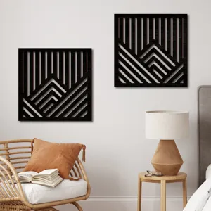 Modern Minimalist Wooden Wall Art Decor Geometric Hollow Hanging Plaque For Living Room Bedroom Home Interior Decoration