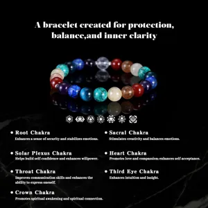 Natürliches Chakra-Edelsteinarmband für Schutz, Balance und innere Klarheit.