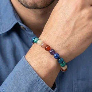 Natürliches Regenbogen Multi Edelstein Perlenarmband Für Damen Herren Kristall Heilung Chakra Elastisches Band Schmuck Geschenk