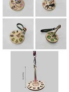 Portable wooden wrist yarn holder knitting craft tool with cute hollow patterns.