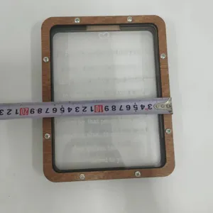 Detailed view of wooden heaven bank piggy box with clear acrylic panel and English poem text.