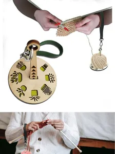 Portable wooden wrist yarn holder dispenser for knitting crochet craft supplies accessory