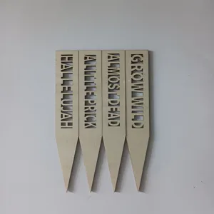 Wooden plant markers with funny laser cut quotes for garden decoration and potted plants.
