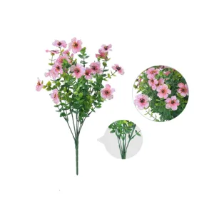 Artificial flower detail showing pink cosmos bouquet texture and stem structure for home decor.