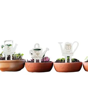 Wooden plant labels watering can shaped garden markers decorative signs for flower pots.