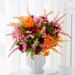 Künstlicher Seidenblumen Strauß Chrysantheme Nelke Gänseblümchen Mit Weizengras Für Heimdekoration Hochzeit Fotografie Requisiten