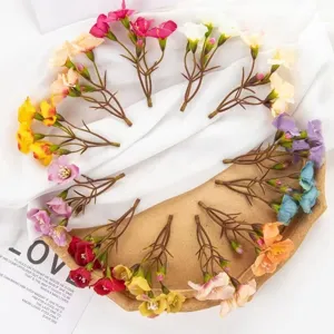 Fleurs de roses artificielles petites 3 branches en soie pour mur de fleurs de mariage bricolage