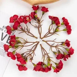 Fleurs en soie de petites roses artificielles à 3 branches pour couronnes DIY et mariage.