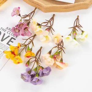 Fleurs artificielles en soie à 3 branches, petites roses, guirlande florale DIY, décoration de mariage