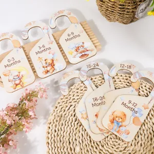 Wooden Baby Closet Dividers Infant Wardrobe Organizers Nursery Month Cards for Newborn Clothes