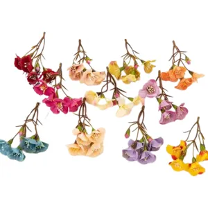 Fleurs artificielles en soie à 3 fourches pour guirlandes DIY, décoration de mariage et accessoires.
