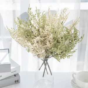 Künstliche Deko Blumen Pflanze im Glasvase für Wohnzimmer Tischdekoration Grüne Blätter