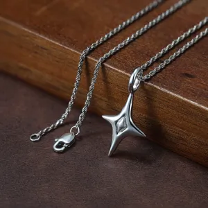 925 Sterlingsilber Nordstern Anhänger Halskette 18K Vergoldet Minimalistische Achat Inlay Vierzackiger Stern Schmuck Für Herren Damen