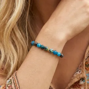 Natural Stone Handmade Beaded Energy Bracelet For Men Women Adjustable African Turquoise Blue Apatite Healing Bracelet Jewelry Gift
