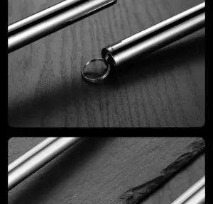 Roestvrij staal metalen gereedschap detail weergave, close-up cilindrische staf met ring.