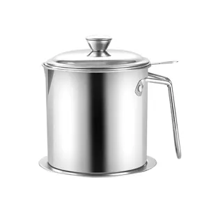Pot filtre a huile en acier inoxydable avec couvercle et tamis pour la cuisine maison