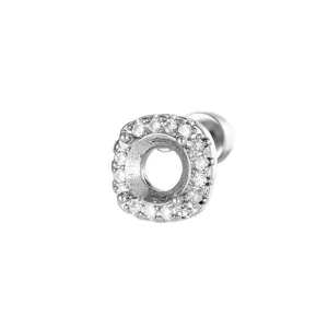 Titanium steel square halo earring setting for 5mm stone DIY jewelry making