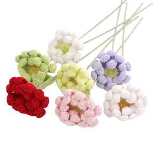 Handmade colorful crochet African daisy artificial flower bouquet for home floral decoration