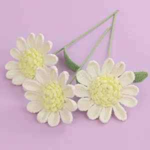 Handmade Crochet Artificial Gerbera Flower Yarn Knitted Daisy Bouquet Single Stem For Home Vase Wedding Decoration Photography Props Ornaments